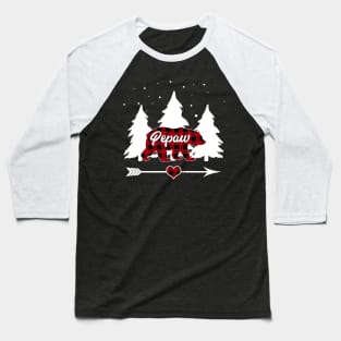 Pepaw Bear Buffalo Plaid Christmas Matching Family Pajama Baseball T-Shirt